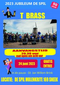 T Brass – 24 juni – vanaf 20.00 uur in De Spil